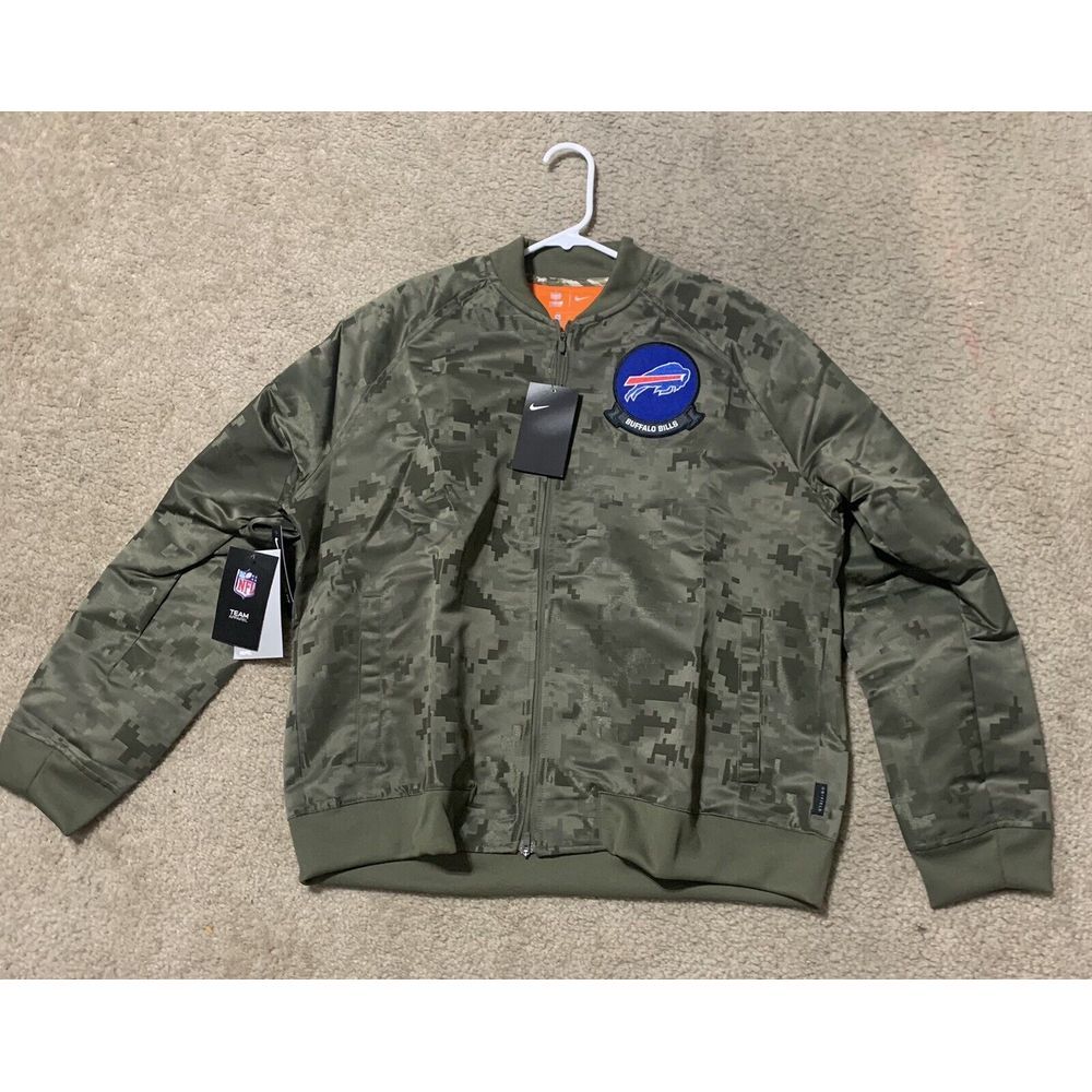 Women Nike NFL Buffalo Bills Salute Service Camo Jacket Bomber AT7863-222 Sz XL